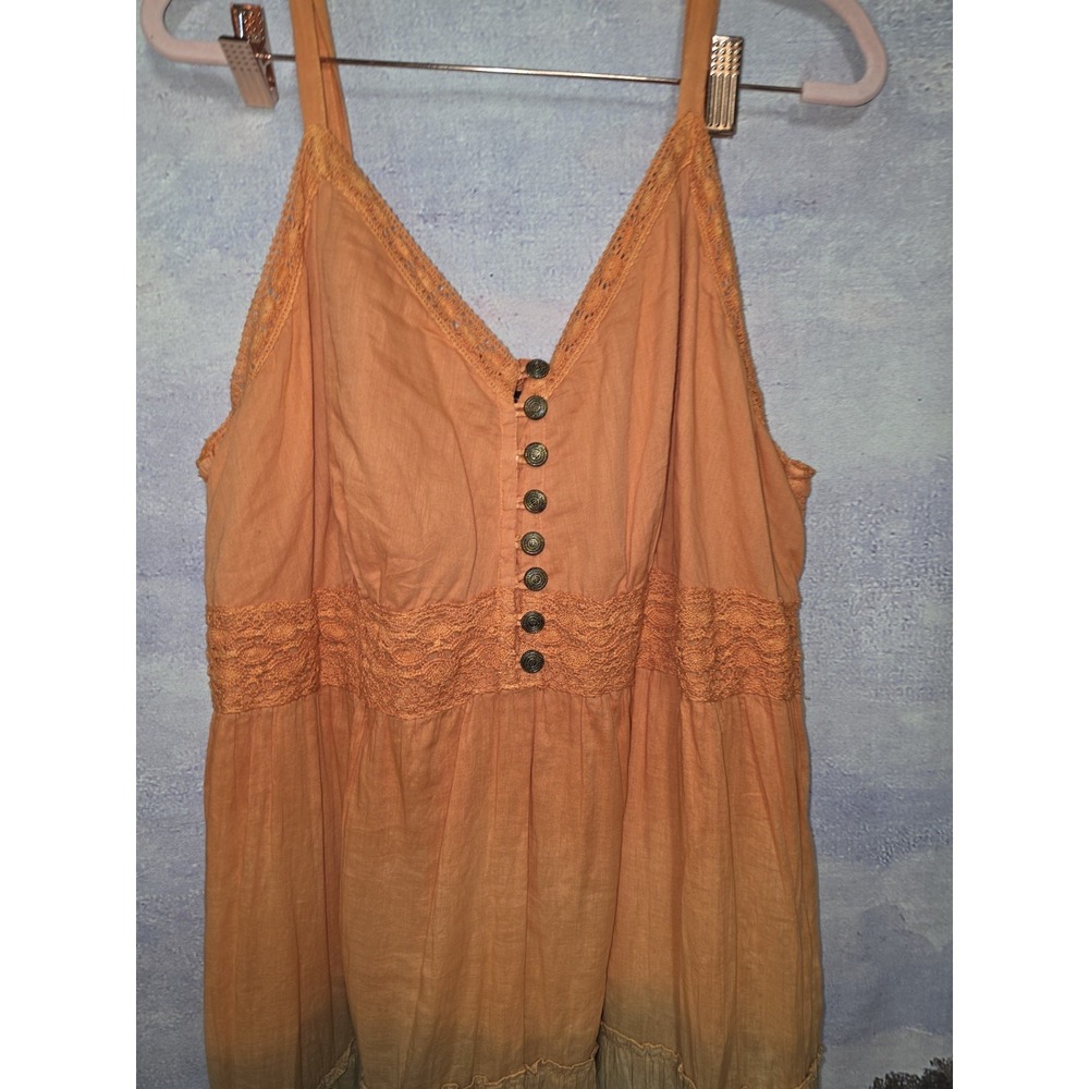 Ashley Stewart Boho Ombré Tiered Maxi Dress Orange Green Lace Details Plus Sz 18 - Picture 6 of 14